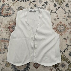 zara white knit vest